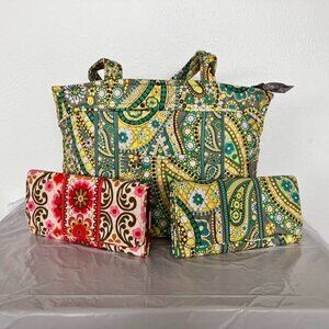 Vera Bradley tote with matching trifold wallet(s)